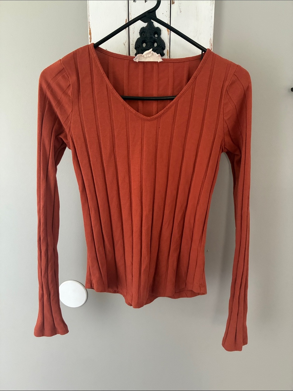 Orange ribbed v-neck Pink Republic top